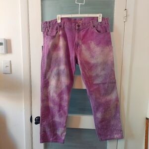40 X 29 Straight Distressed Pink Dye Punk Jeans